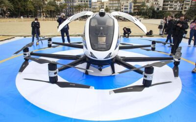 Benidorm acoge el primer vuelo en Europa de un aerotaxi con drones en un entorno urbano